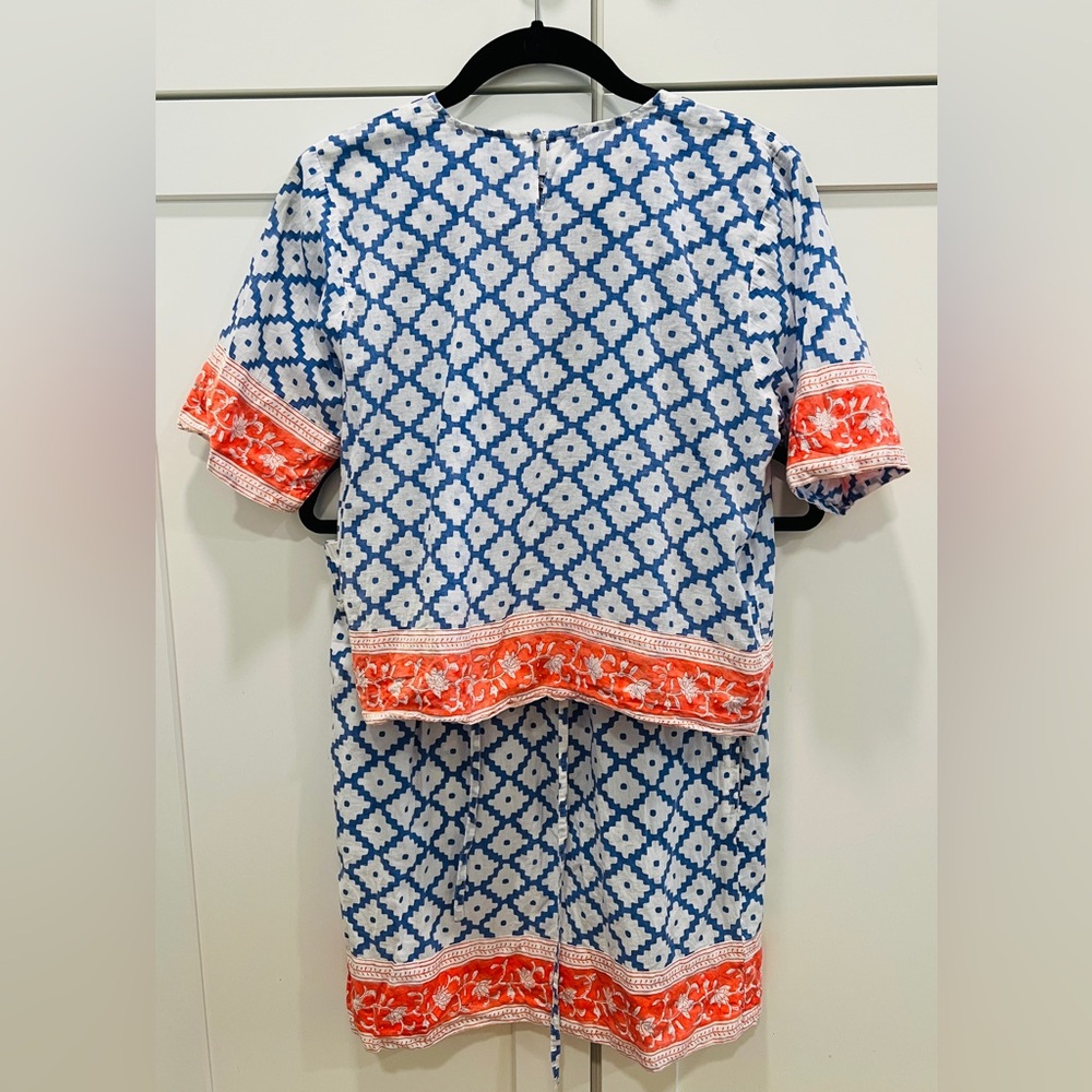 SET-J.CREW x SZ BLOCKPRINTS SHORT SLEEVE TOP & MINI SKIRT SET, SIZE S. - Picture 3 of 12